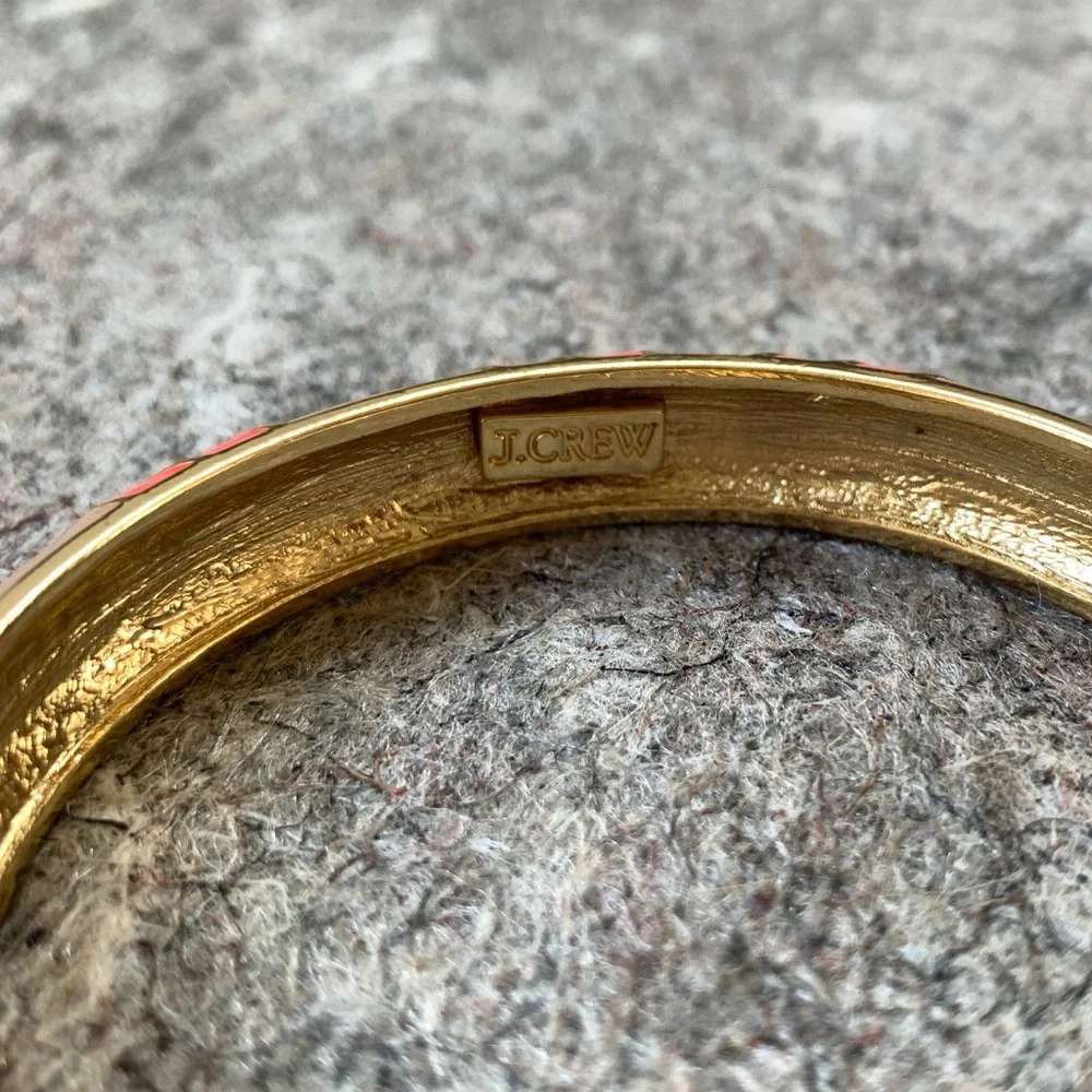 J crew 2 coral pink enamel gold tone bangle bracelets